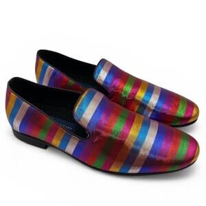Giorge Brutini Men's Shoe Methalic Striped Rainbow Cignal Loafers Fashion Sz 10